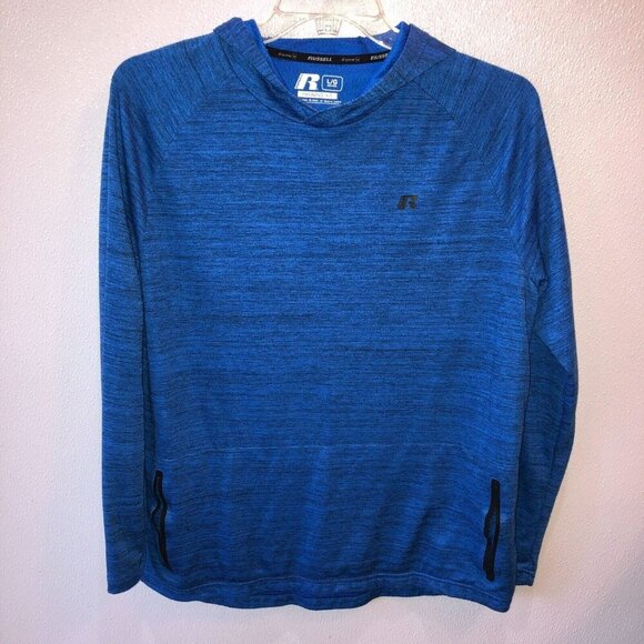 Russell Large Blue Training Fit Dry Power 360 Long Sleeve Hoodie Sweatshirt L - Picture 3 of 8
